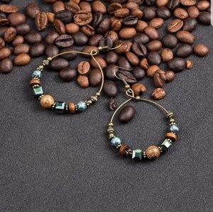 Boho Beads and Crystal Earrings NWOT